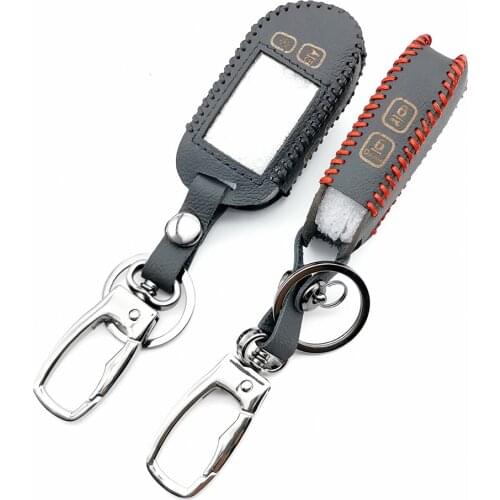 ST-5A carrying leathe cover car key case for ST-5A LCD keychain 2-way car alarm russian version remote two way car alarm