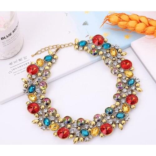 Rhinestone Flower Choker Necklace Free Shipping Crystal Statement Necklace Women Boho