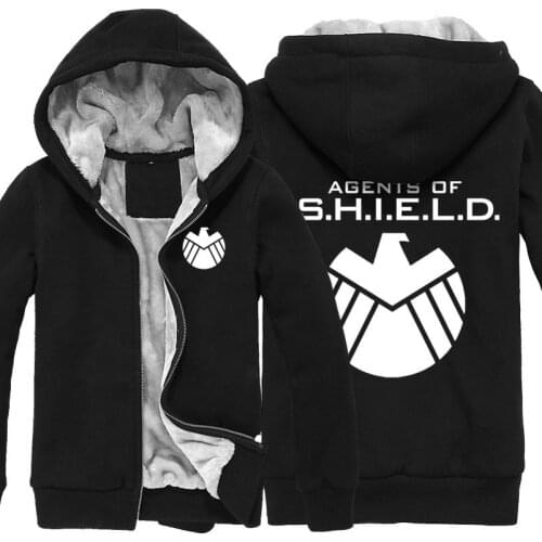 Agents of Shield Logo Zip Up Super Warm Printed Pattern Cotton Fleece Hoodies Sweatshirts Men And Womes Coats US Size S-3XL