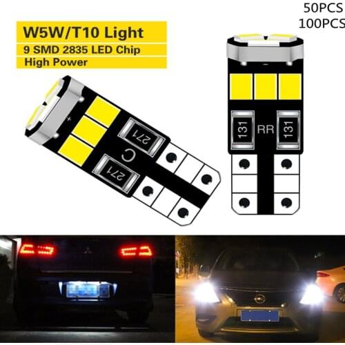 50PCS 100PCS X T10 W5W led canbus T10 194 168 2835 LED t10 9SMD Canbus 12V Car Auto LED Bulbs Indicator Light Parking Lamp