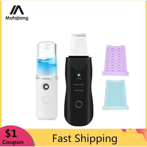 Ultrasound Skin Scrubber Ultrasonic Ion Deep Facial Cleansing Face Vibration Massage Machine Remove Pore Blackhead Wrinkles