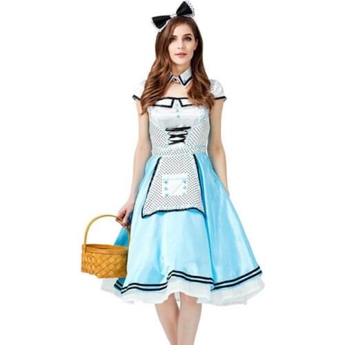 Fairy Tale Woman Alice Cosplay Female Halloween Princess Maid Costumes Carnival Purim Parade Nightclub Bar Role Play Party Dress