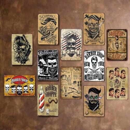 Barber Shop Vintage Tin Sign Metal Plate Decoration Plaque Poster Cafe Bar Store Wall Home Decor