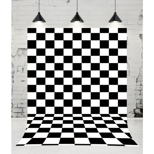 VinylBDS Black White Square Photography Backdrops Mosaic Visual Magic Cartoon Baby Photo Studio Background for Children Props