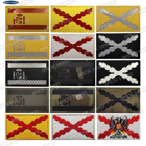 Spain Flag Embroidered Patches Tactical Military Patch sticker Cross of Burgundy Emblem Appliques badges