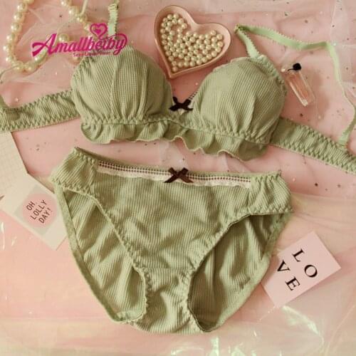 Japanese Lolita Underwear Bra Set Young Girl Cotton Comfortable Wireless Bra and Panties Set Cute Bra & Panties Lingerie Sets