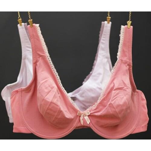 Big Size Womens Full Coverage Underwear Seamless Non Padded Minimizer Bra Ladies Bralette 40 42 44 46 48 C D DD DDD Light Purple