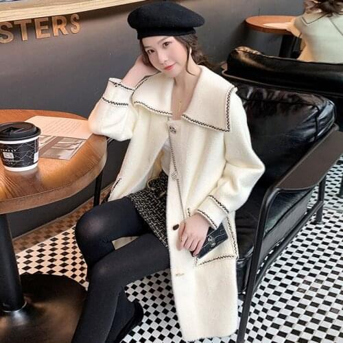 2020 Women New Single Breasted Mink Faux Fur Coat Solid Female Turn Down Collar Winter Warm Fake Fur Lady Coat Loose Jacket Q139