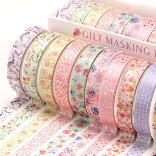 10Rolls/Set Foil Slim Washi Tape Adhesive Sticker DIY Decoration Scrapbooking Masking Tape Students Stationery Office Supplies