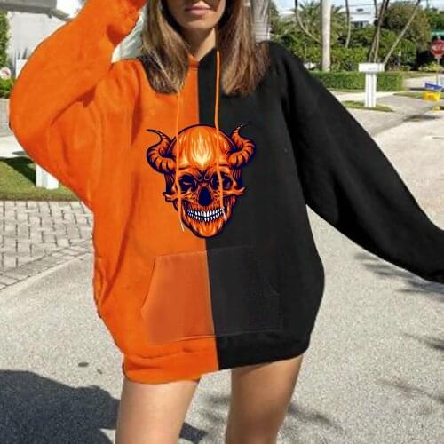 2021 Fashion big size hoodie long-sleeved Halloween sweater sweatshirt casual top print ultra-autumn loose men and women couples