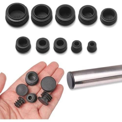 30Pcs/lot New Plastic Furniture Leg Plug Black Round Steel Pipe Tube Blanking End Caps Insert Plugs14-35mm Decorative Dust Cover
