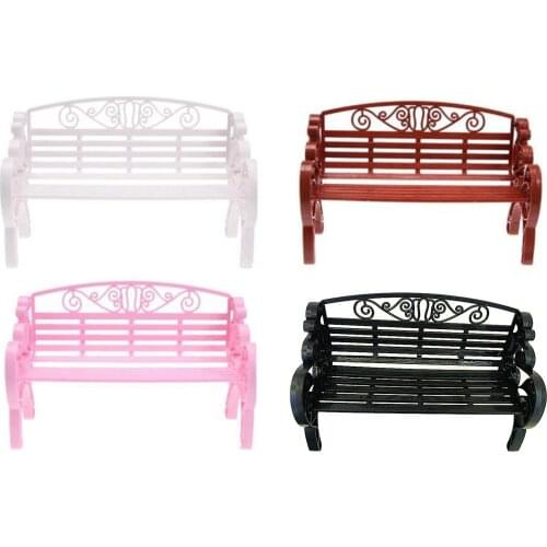 4pcs Miniature Park Bench Plastic Garden Lounge Bench Chair Scene Model Toy for 1/6 Doll Houses