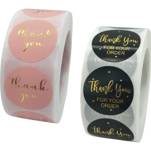 500pcs/roll Gold Foil Thank You Stickers DIY Label Stickers for Gift Packageing Birthday Wedding Party Supplies Handmade Sticker