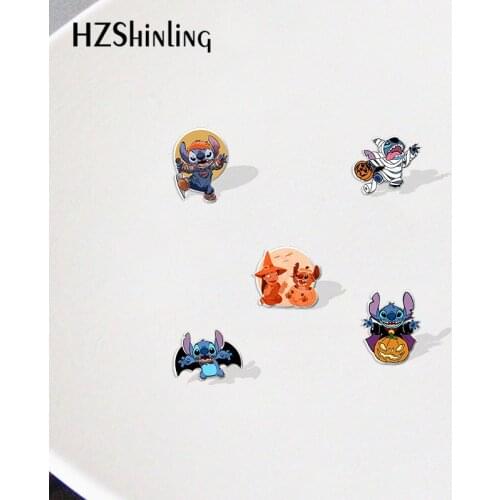 Disney halloween cartoon art stitch Pattern Acrylic Lapel Pins Cartoon Badges Resin Epoxy Pins Deco for Jewelry Accessories