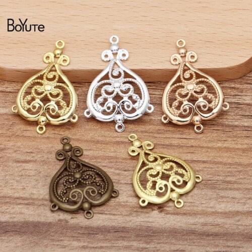 BoYuTe (50 Pieces/Lot) 24*35MM Metal Brass Filigree Connector Charms Pendant Diy Hand Made Jewelry Materials