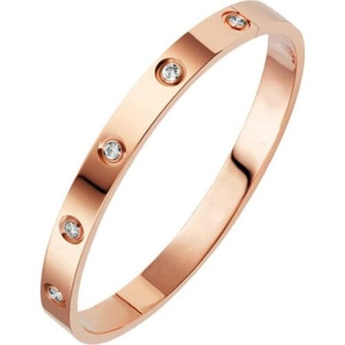 New Fashion Classic Womens Bangles For Women Gold Rose Gold Color Rhinestone Bracelet Cuff Simple Trendy Jewelry
