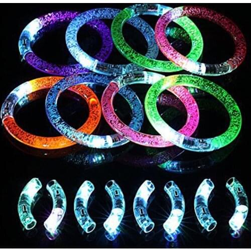 6Pcs LED Light up Bracelet LED bubble light Concert bracelet Party Flashing Glow Bubble Bangle Wristband Festival Decoration