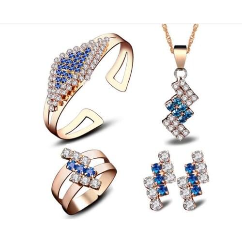 Brincos Uloveido high quality Sets for gem crystal pendants Necklace cuff bracelet ring earring Alloy color bts diy choker
