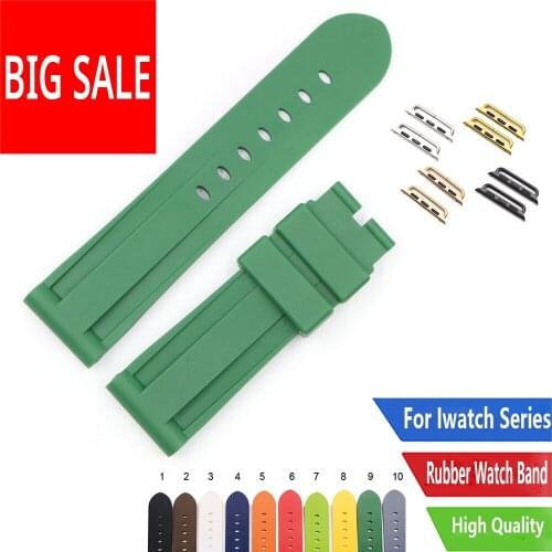 CARLYWET 38 40 42 44mm Green White Silicone Rubber Replacement Wrist Watchband Strap Loop Belt For Iwatch Series 4/3/2/1