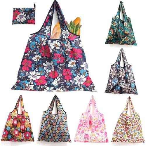 Floral Shopping Bag Fashion Embroidery Travel Tote Bag Single Shoulder Portable Large Capacity Outing Eco-friendly Folding Bag