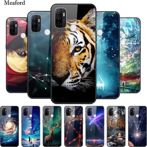 For OPPO A53S Cases 2020 Cartoon Painted Hard PC Back Cover For OPPO A53S CPH2135 A 53S A53 S Glass Phone Case OPPOA53S Bumper