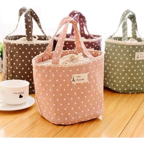 Home Drawstring Lunch bag Breast Milk Storage Bags Ice cream insulation bag linen lunch totes LX8216
