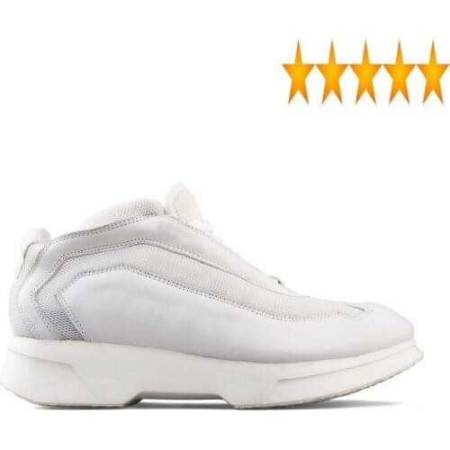 Increasing Breathable Mens Casual Height Stitching Mesh Genuine Leather Waterproof Cowhide Active Shoes