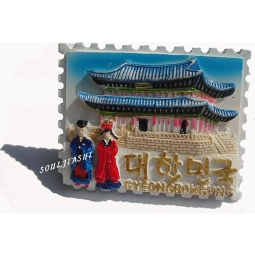 Korea Travel Souvenir Creative Resin Building Character Magnetic Fridge Magnet