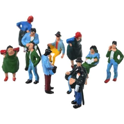 1/150 Scale Architectural People Color Painted police colorful Trains Figures for Miniature Scenery Layout 56PCS