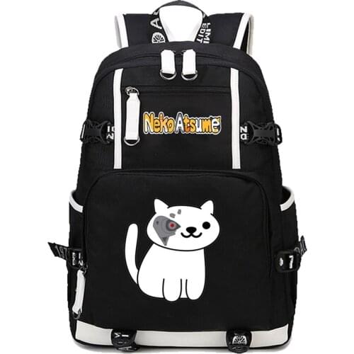 Game Neko Atsume Cute Cat Backpack School Shoulder Bag Cat Backyard Rucksack Mochila Student Boy Girl bookbag Laptop Rucksack