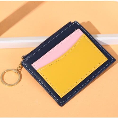 Fashionable PU Leather Womens Wallet Multi-Card Position Zipper Card Bag Keychain Small Wallet Lady Coin Purse Small Wallet