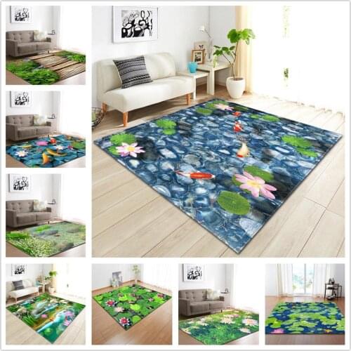 Soft Flannel Living Room Carpet 3D Scenery Non-slip Floor Mat Children Room Decor Rug Kids Play Crawl Carpets Bedroom Area Rugs