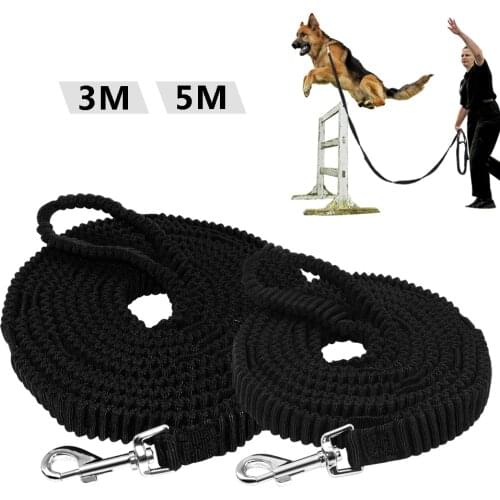 Nylon Dog Tracking Lead Elastic Pet Long Leash Non-slip Strap Bungee Leashes With Handle For Large Dogs Training Walking 3m 5m