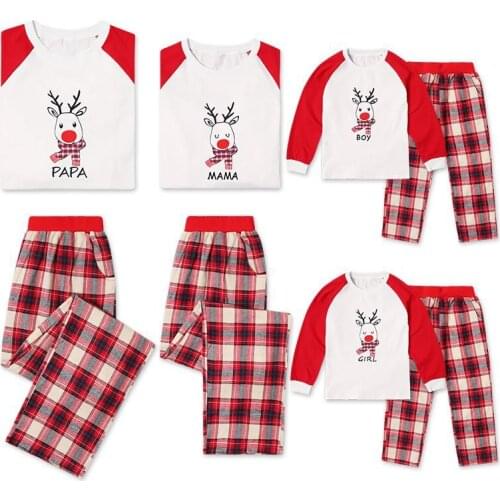 2019 new style Family Matching Outfits Christmas Pajamas Father Mother Daughter Son Clothes Look Cute Cartoon Deer Pattern Set