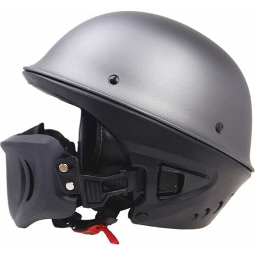 DOT Approved Half Face Style Motorcycle Helmet Half German Style Helmet Cruiser Scooter Cruiser with Removable Ear Pads Mask