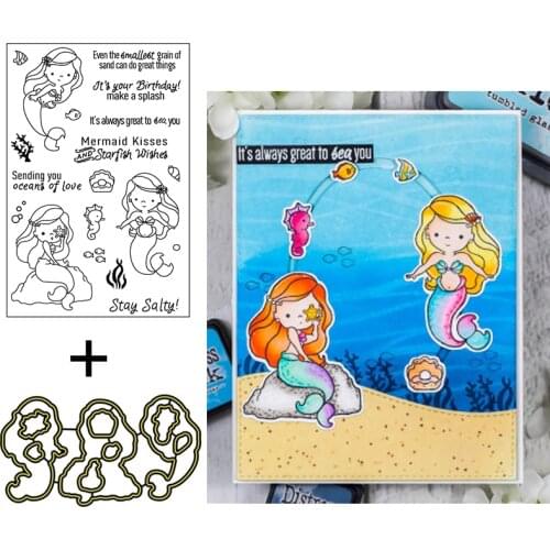 Mermaid Combo Clear Stamps Coordinating dies for DIY Scrapbooking Craft Cards Transparent Stempels New Silicone Seal 2019 Dies