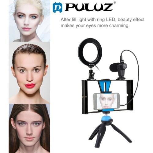 PULUZ Handheld Filmmaking Recording Vlogging Youtube Vlog Video Rig Case Stabilizer Film Steady Handle Grip Rig for Smartphones