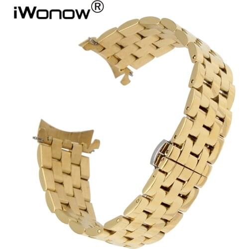 Curved End Stainless Steel Watchband for Armani Diesel CK Fossil Timex Watch Band Butterfly Buckle Wrist Bracelet 18 20 22 24mm