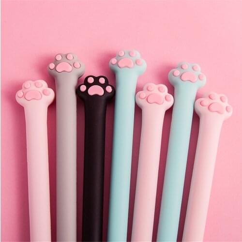 1PC Cute Kawaii Cat Paw Soft Slicone Gel Pen Rollerball Pen Student Stationery 0.5mm Black Ink Pen School Office Writing Supply