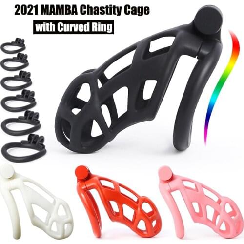 DIY Custom Curved Mamba Cage Lightweight 6 Rings Male Chastity Device Kit Penis Ring Cock Ring Penis Trainer Cage Belt