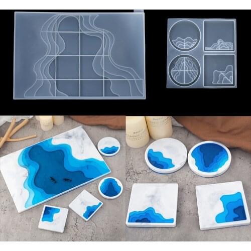 Silicone Crystal Epoxy Resin Mold River Terraced Irregular Coaster Mat Casting Mould Handmade DIY Crafts Decoration Making Tool
