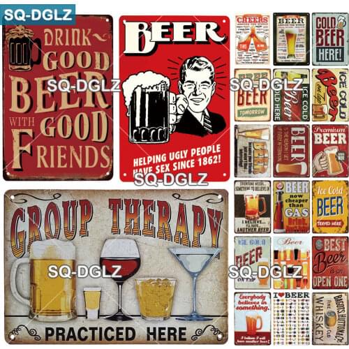 [SQ-DGLZ]DRINK GOOD BEER WITH GOOD FRIENDS Metal Sign Vintage Metal Plates Cafe Pub Club Home Wall Decor Tin Signs Retro Plaque