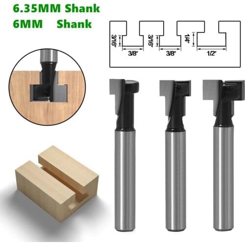 1PC or 3pcs 1/4" or 6mm Shank Milling Cutter for Wood Woodworking T-Slot Cutter Router Bit Set Hex Bolt Key Hole Bits T Slotting