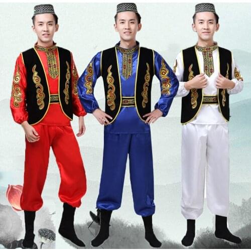 Fashion Ethnic Styles dancing wear Set Xinjiang dance Costume for men fancy festival performance Uyghur cosplay clothing