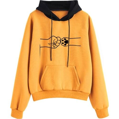 Harajuku Color Block Drawstring Hoodies Sweatshirts For Women Girls Kawaii Fist Five Anime Hooded Pullover Pocket Shirt Moletom