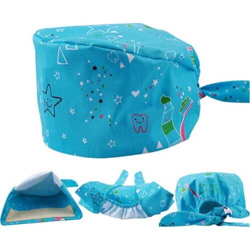 Unisex cotton Tooth fairys print hats adjustable Scrub hat beauty salon nursing cap laboratory pet shop Scrub Cap Clinical hat