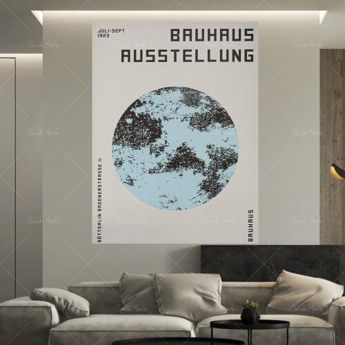 Bauhaus exhibition poster, Vintage Bauhaus design art print, Minimalist Nordic geometric artwork, industrial art