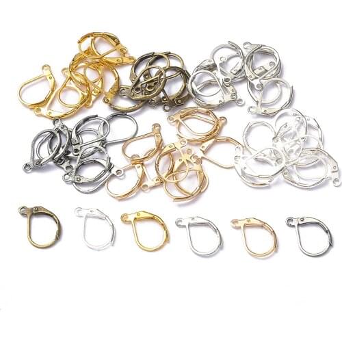 10x16mm 10pcs/bag Gold Silver Lever Earring Clasps Hooks Wire Settings Base For DIY Jewelry Findings Making Supplies Accessories