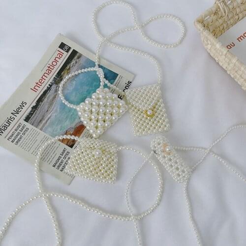 Mini Beading Pearls Bag Women Crossbody Bag Small Beaded Shoulder Bags for Women 2021 Girls Lipstick Coin Party Purses Handbag