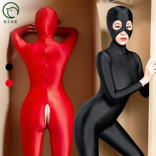 Women Leotard High Elastic Corsets Sex Appeal Crotchless Bodysuit Woman Jumpsuit Club Zip Open Crotch Sexy Tempt Bodystocking